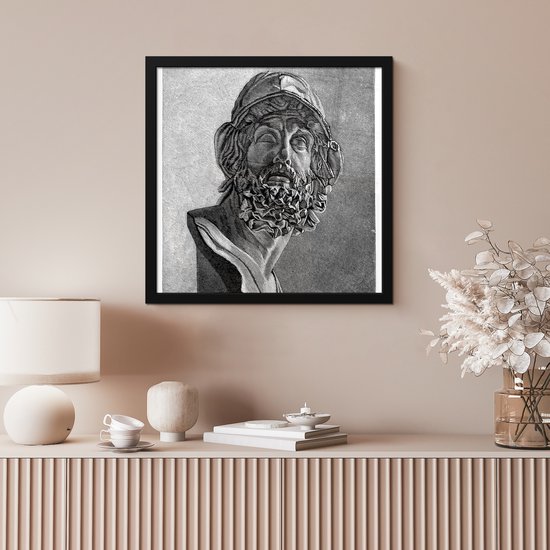 Poster in lijst - Fotolijst 40x40 cm - Posters - Een illustratie van Ajax - Posterlijst zwart - Decoratie - Wanddecoratie woonkamer - Muurdecoratie slaapkamer