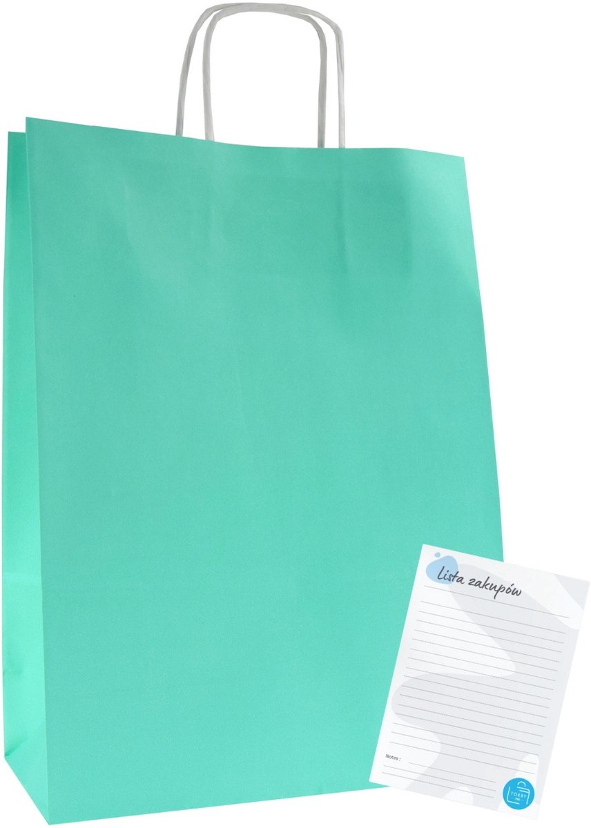 Mintgroene papieren cadeauzakjes A4, 24x10x32 cm, 50 stuks