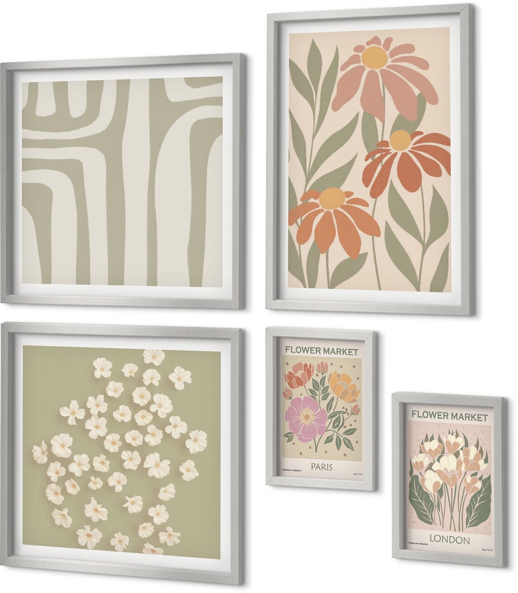Coloray 5-Delige Schilderij Set - Groene Bossen In Een Mistige Natuurlijke Omgeving - 20 x 30 cm - Stijlvolle Wanddecoratie - Interieur - Moderne Wanddecoratie