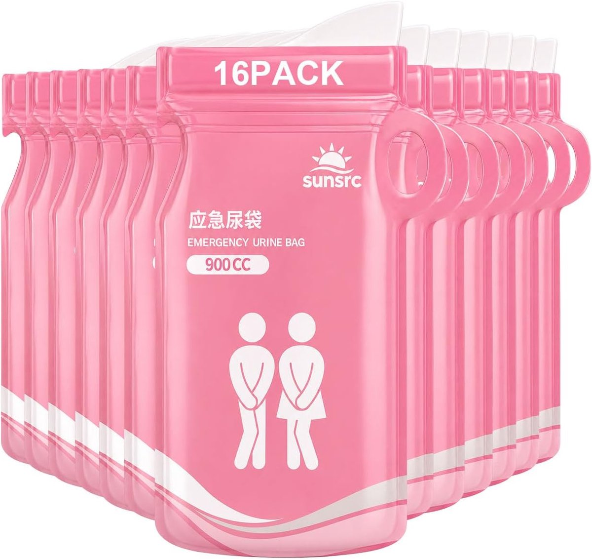 TRUEIN Draagbare wegwerp urinezak 16PCS 900 ml, gel urinezak voor onderweg, reistoilet en noodtoilet voor mannen - ShopVlot