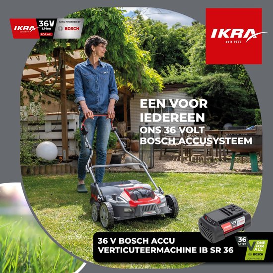 IKRA Bosch 36 V 3-in-1 accu-verticuteermachine en gazonbeluchter IB-SR 36, inclusief twee rollen - exclusief accu en oplader van IKRA — afbeelding 4