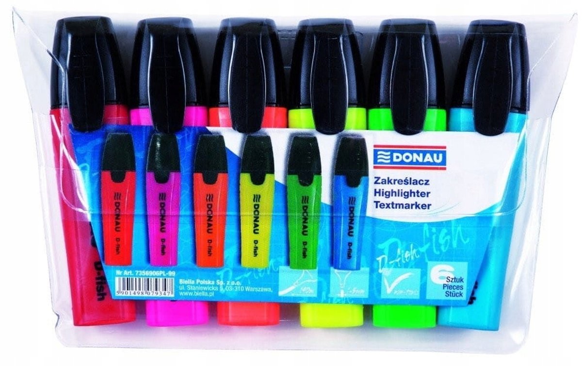 Textmarker Set 6 Stuks - Mix Kleuren - BIELLA