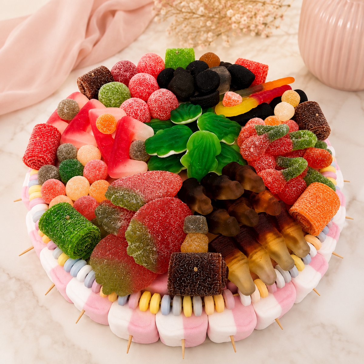 Luxe Snoeptaart Sweet & Sour Deluxe – Groot Assortiment Zuur en Zoet Snoep