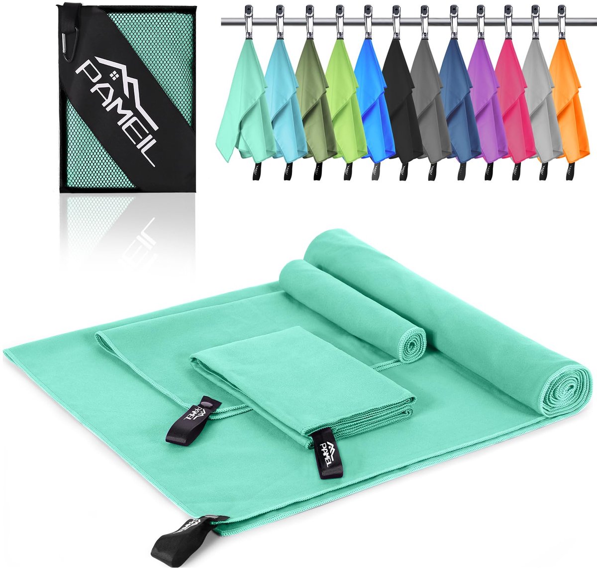 Microvezel handdoek set van 3 - 160 x 80 cm badhanddoek - sneldrogend - ideaal voor sport en reizen - ShopVlot