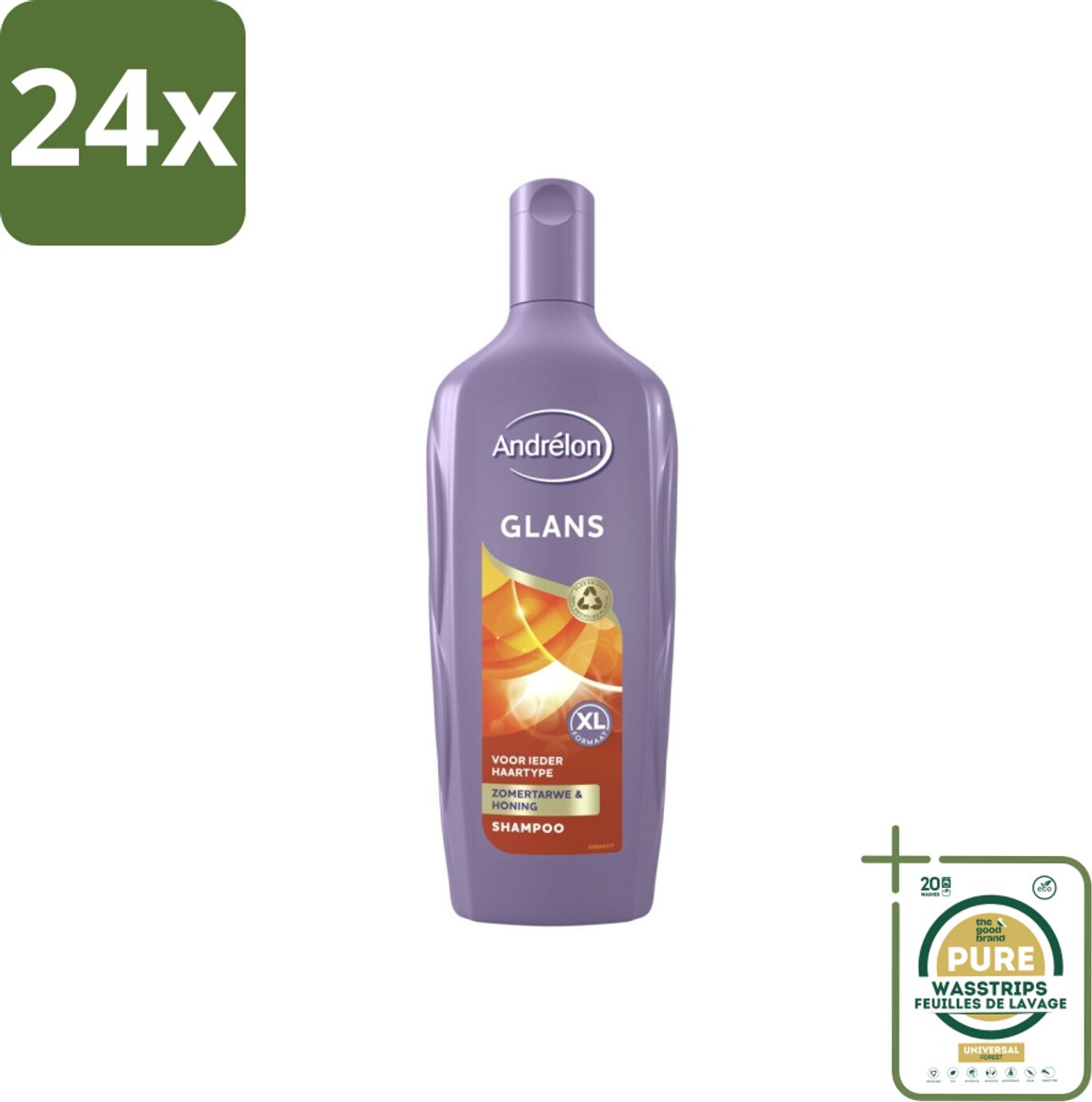Andrélon - Glans - Shampoo - 450 ml - Voordeelverpakking - 24 stuks - Shampoo voor glanzend haar - Shampoo voor alle haartypes