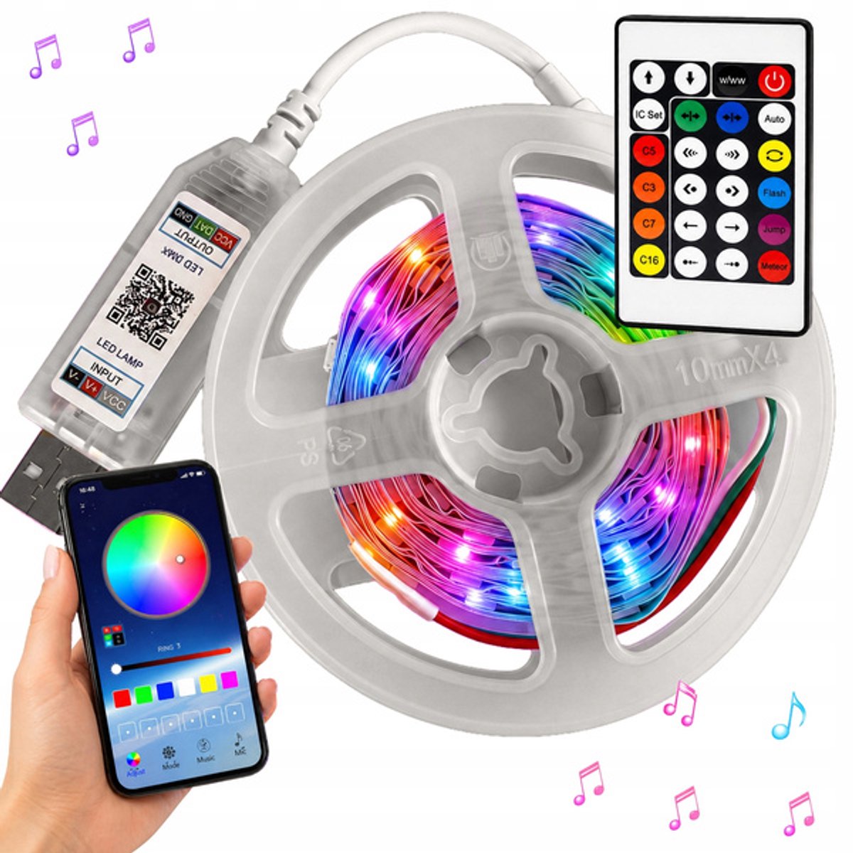 Majestix RGB Neon LED Strip – 5 Meter – Bluetooth – App & Afstandsbediening – Flexibele Neon Verlichting – Multicolor