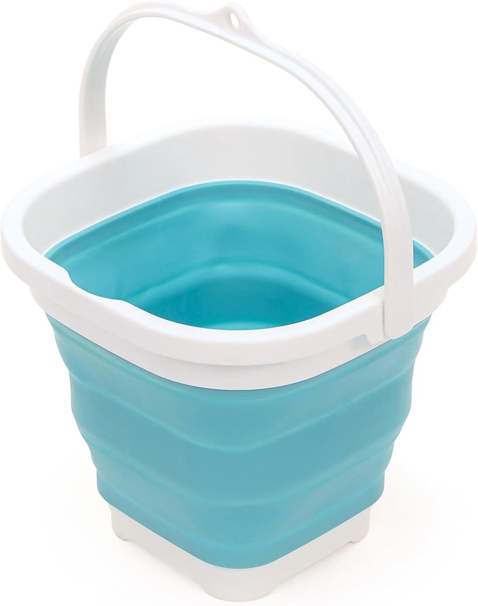 Wasteil opvouwbaar - Lichtblauw - 19,8 x 20,5 x 16,5 cm - Plastic Opvouwbare Emmer - Voor Outdoor en Vissen