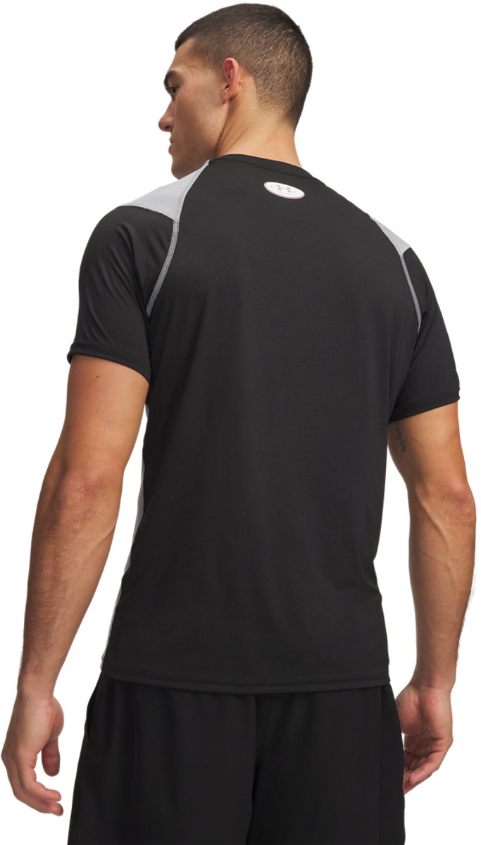 Under Armour UA HG Elite Fitted SS-BLK Heren Sportshirt - Ultimate Zwart - Steel - Reflective