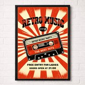 Retro Muziekcassette Poster - Retro Muziek Collectie - Film en Muziek Posters - A2+ 43,2 x 61 cm