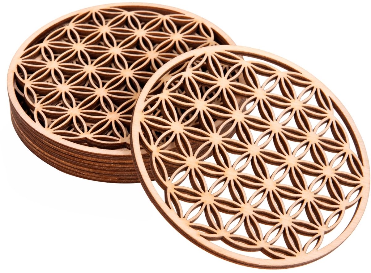 Famanu – Set van 6 houten onderzetters, herbruikbare onderzetters voor glazen en drankjes, 10x10 cm