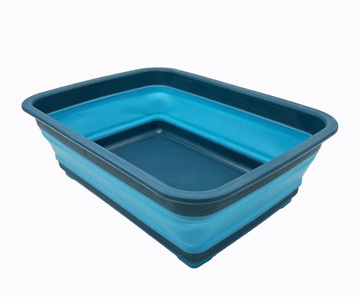 Wasteil opvouwbaar - Blauw - 1 - Inklapbare plastic kuip - Draagbare wastafel voor ruimtebesparing