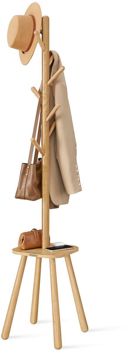 Famanu – Kledingrek met 8 haken en opbergruimte, 175,8 cm hoog