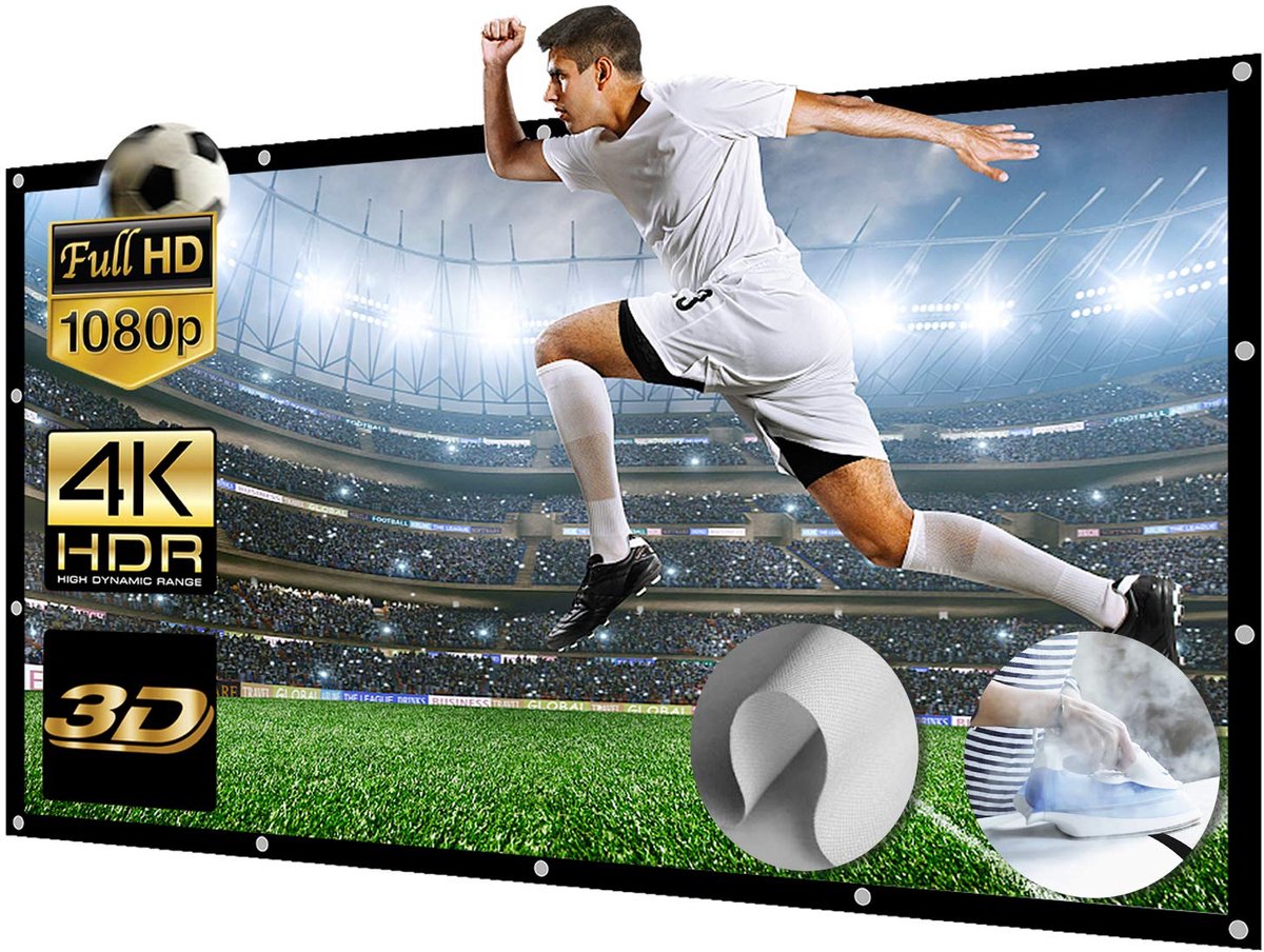 Beamerscherm 200 inch, beeldverhouding 16:9, wasbaar, geschikt voor projectie in 4K of 3D, wandmontage, thuisbioscoop - ShopVlot