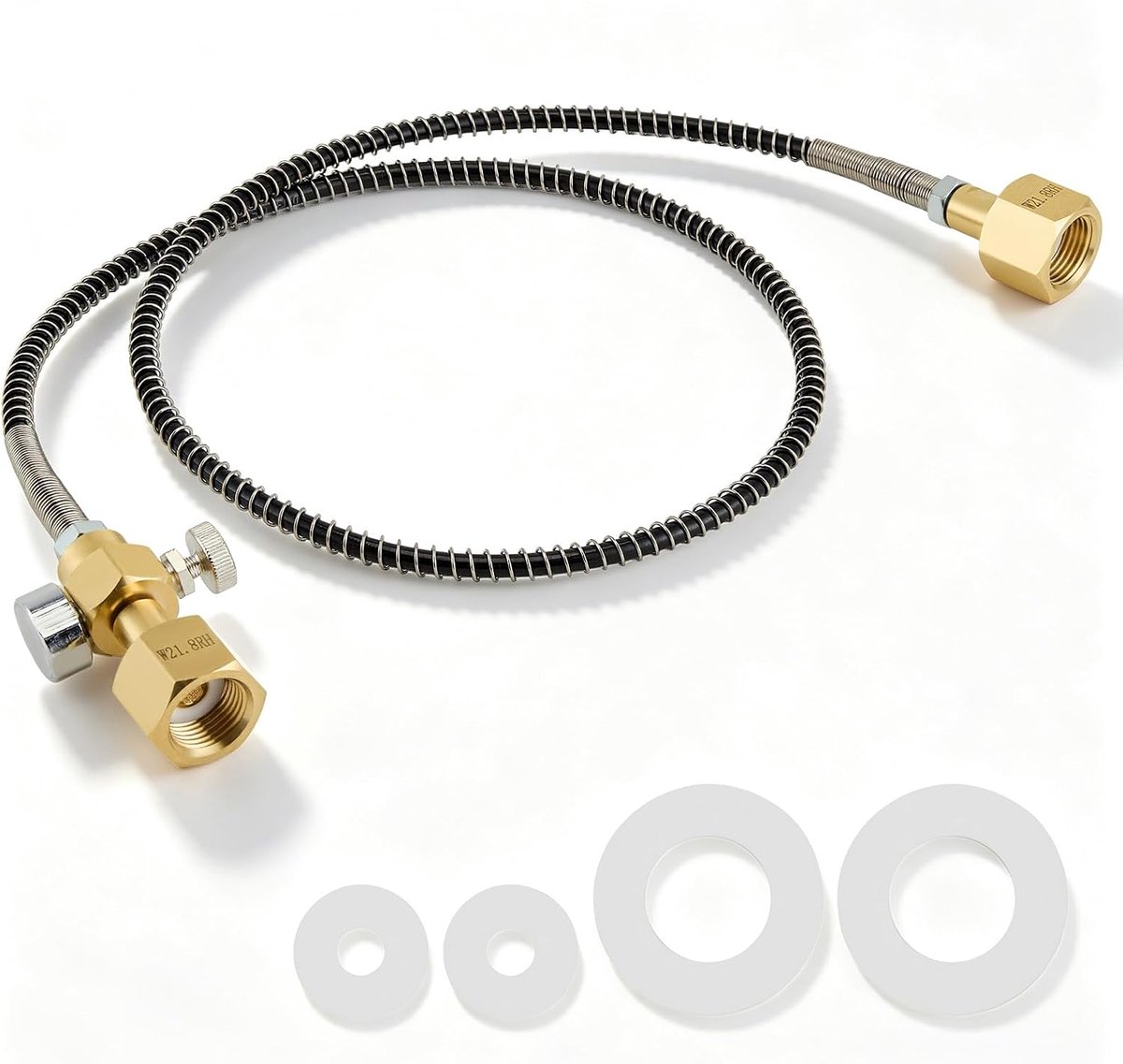 1M CO2 Vulslang,Rechtsdraad W21.8×1/14" met Manometer voor CO2 Argon Helium - ShopVlot