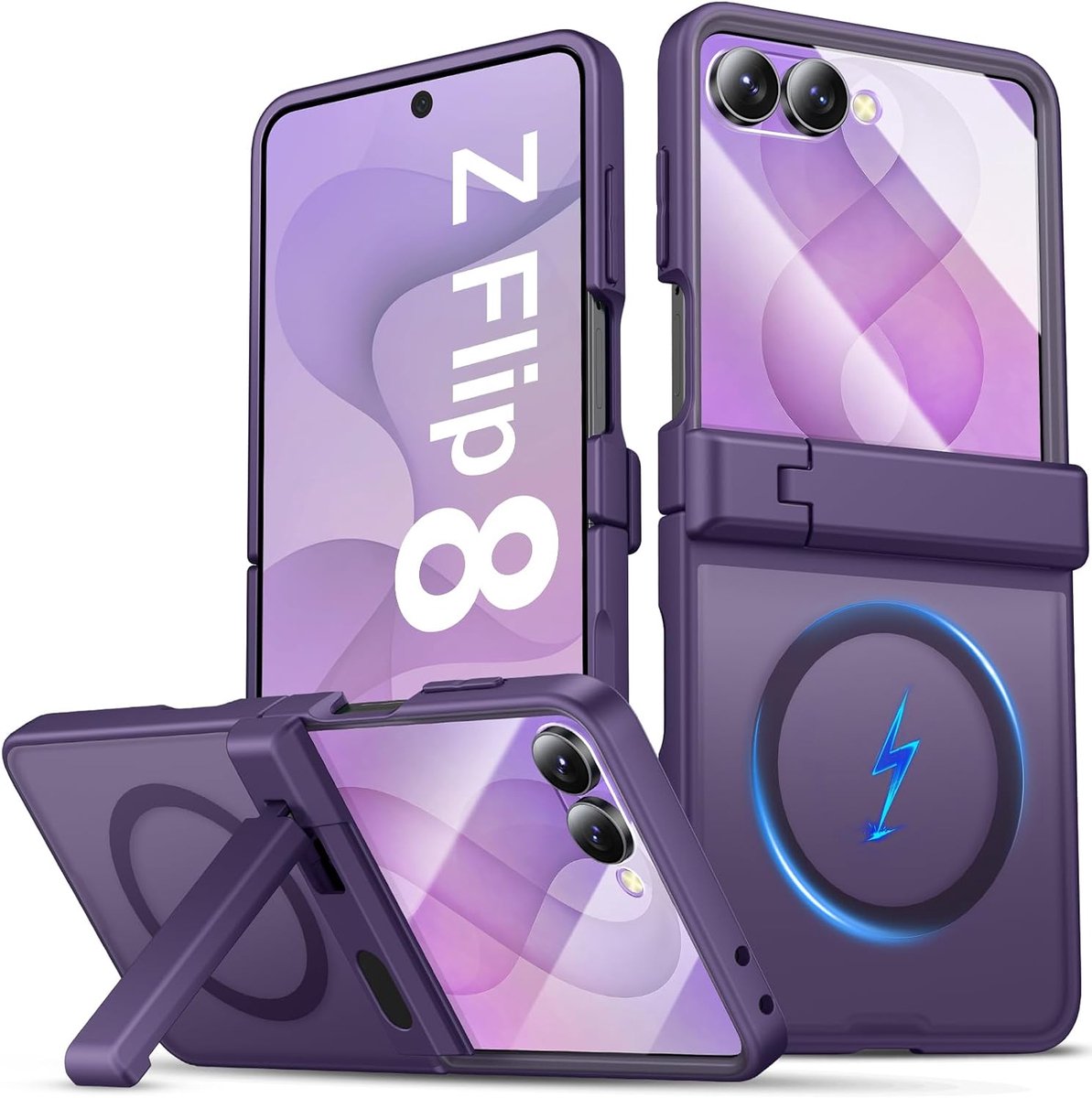 Zandarix Hoesje Geschikt voor Samsung Galaxy Z Flip 8 - Kicksand - Geschikt voor Mag - Militaire - Back Cover Hoesje - Paars