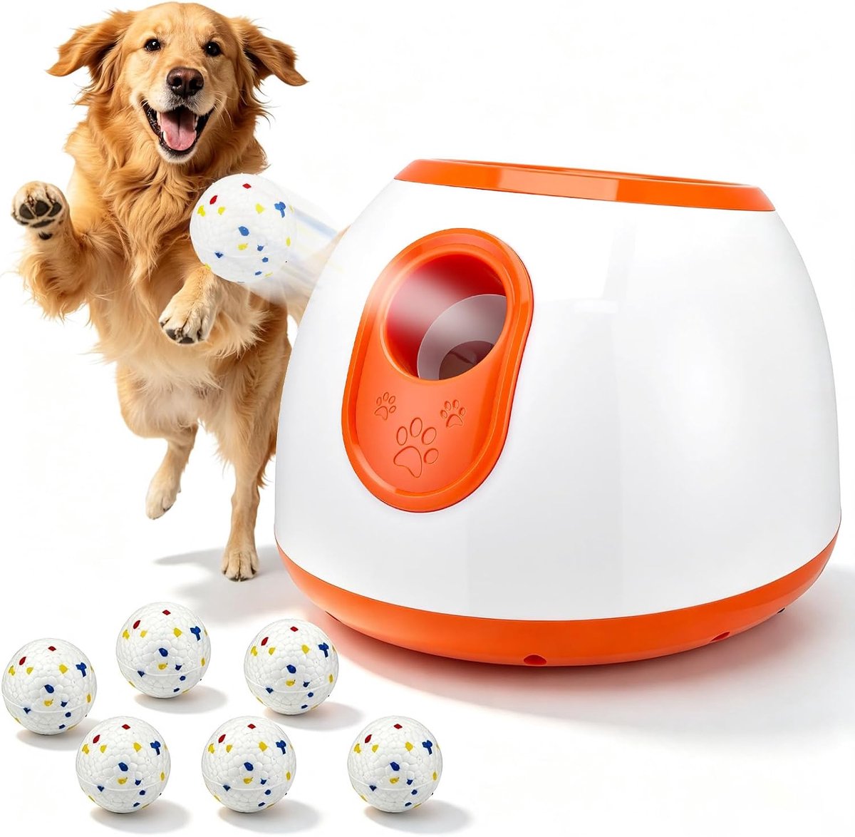 Automatic Tennis Ball Thrower for Dogs, with 6 Tennis Balls - ShopVlot