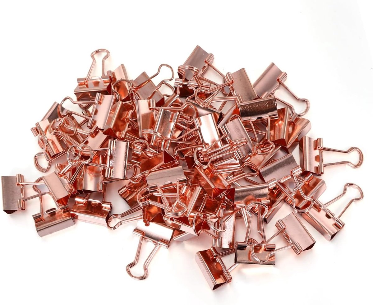 Pack of 80 Metal Binding Clips Small Binder Gold Folding Clips 19mm Paper Clips Dovetail Clip for Office School - ShopVlot