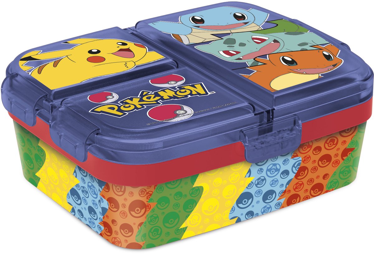 Pokémon Kinderlunchbox Team Blue – Broodtrommel met 4 vakken voor kinderen vanaf 4 jaar - Vaatwasserbestendig & BPA-vrij - Blauw