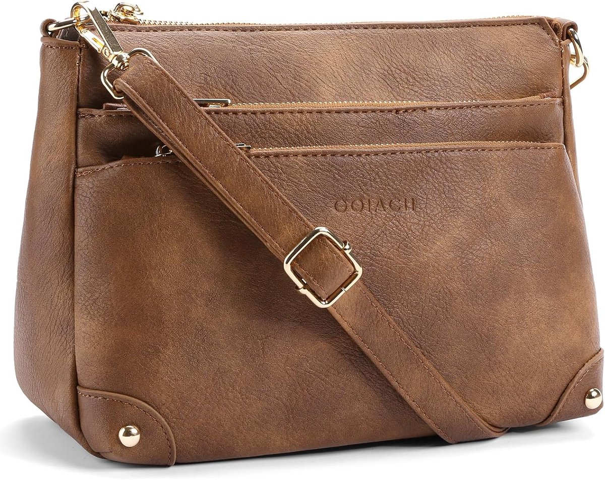 GOIACII Crossbody Bags for Women Genuine Leather Hobo Shoulder Handbags Ladies Travel Wallet With Multi Zipper Pockets - ShopVlot