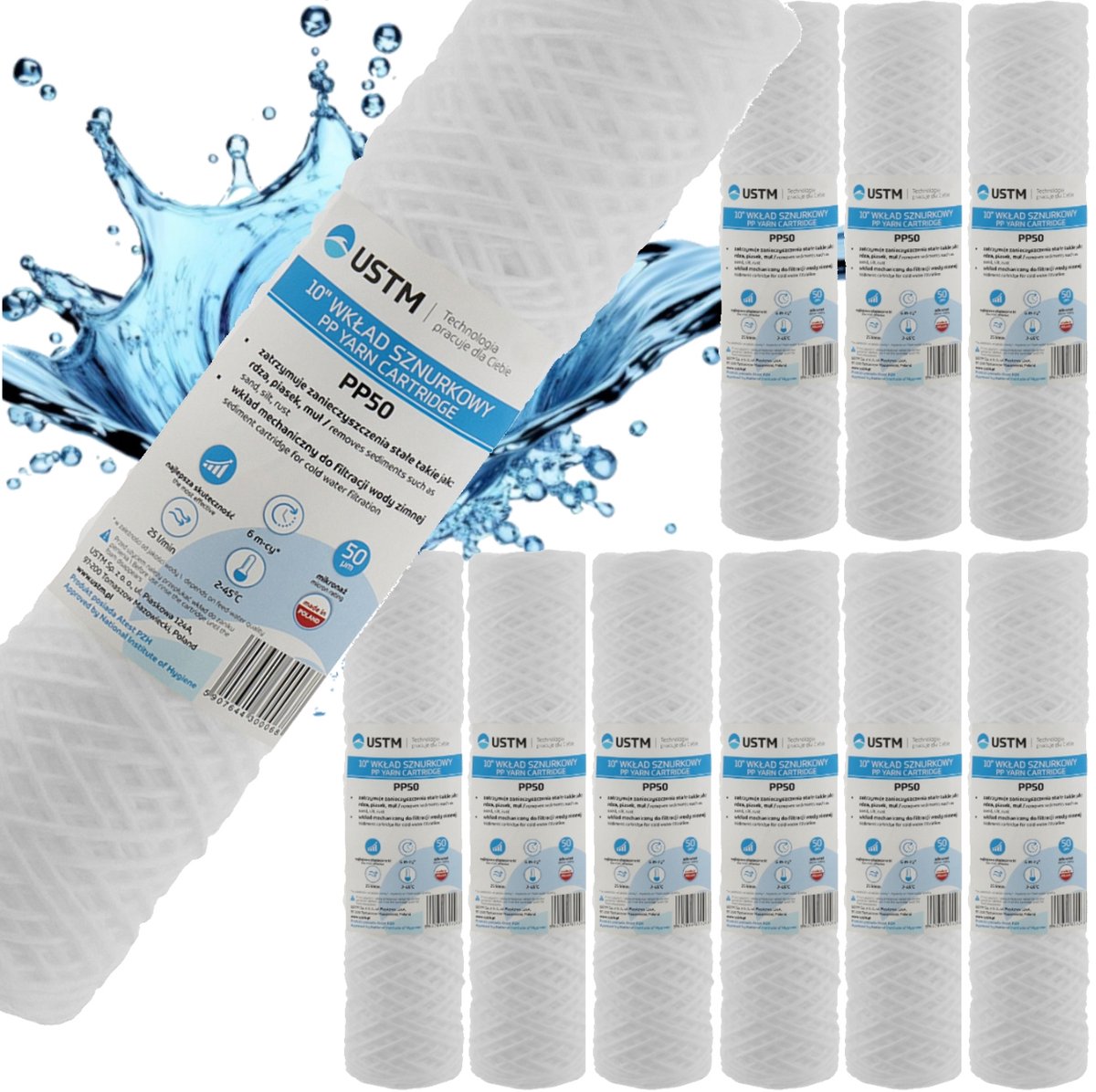 10x USTM Snorfilter Waterfilter 10" PP50M 50 Micron
