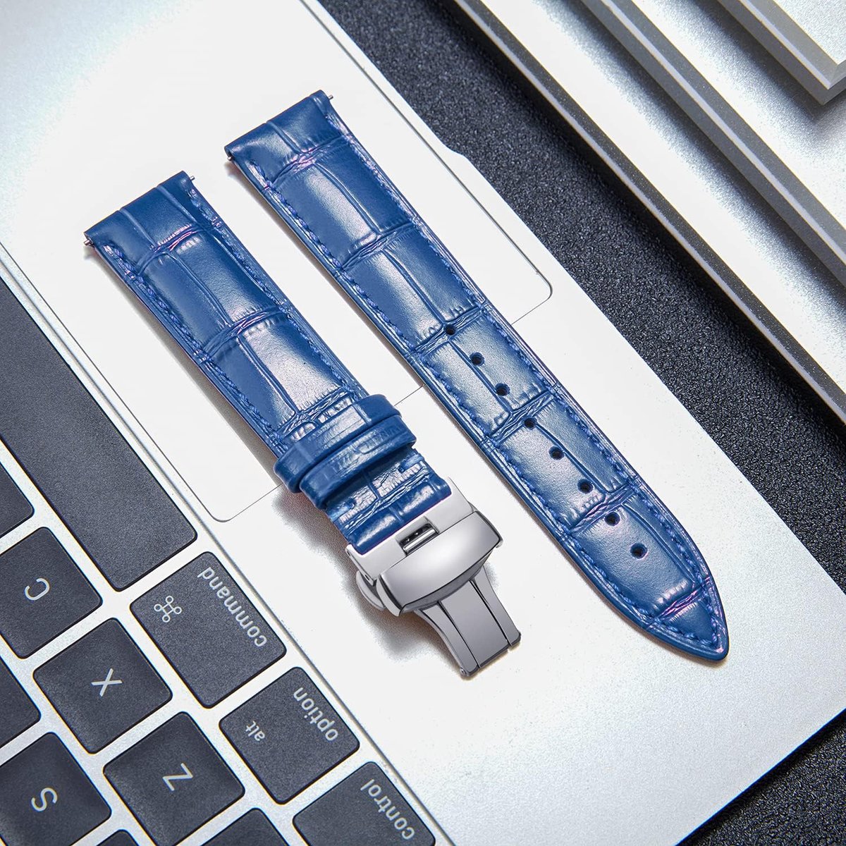BINLUN Leather Watch Band Replacement Men's Strap for Men/Women with Butterfly Clasp Silver/Gold/Rose Gold 12mm-24mm - ShopVlot