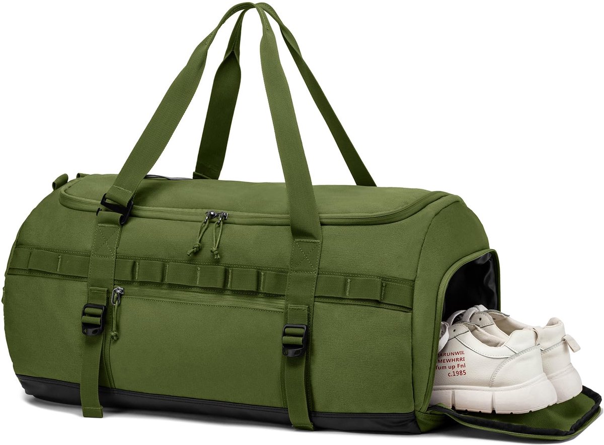 Lyweem Sporttas Heren - 60L Grote Gym Duffle Bag met Schoenenvak voor Reizen Vrouwen Plunjezakken.., Tactisch-groen - ShopVlot