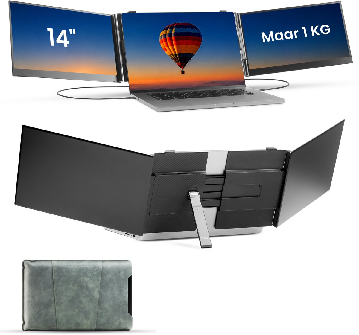 Blerron Flex - 14 Inch - Portable Monitoren - Lichtste model 1 KG - Draagbare Monitor - Portable Monitor - Beeldscherm - USB-C/HDMI - 1920x1080 FHD