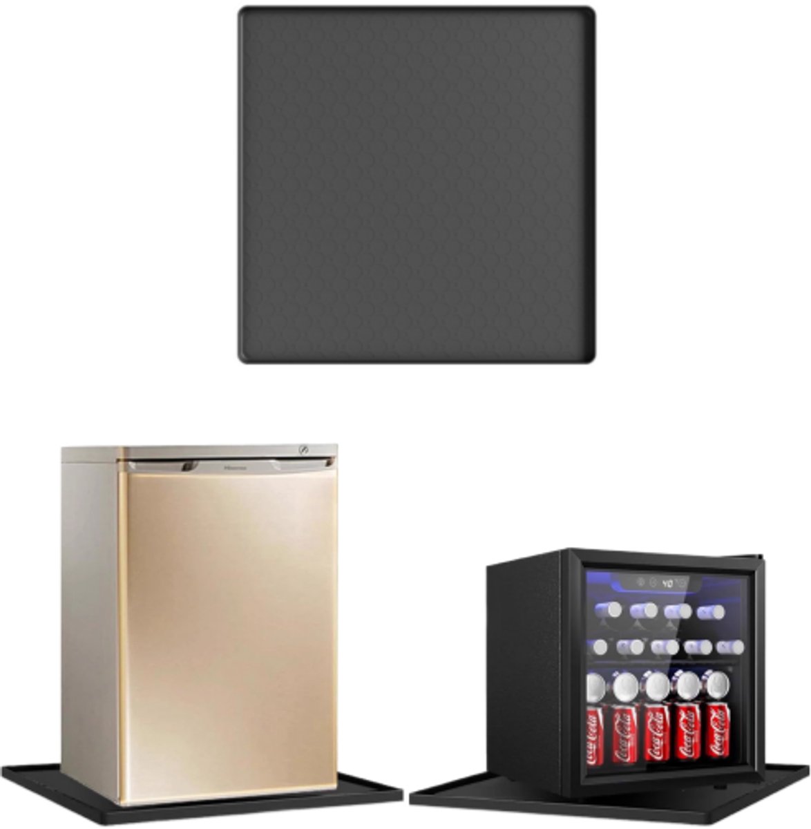 Koelkastmat - gemaakt van siliconen - met opstaande randen - antislip - vlekbestendig - kan ook gebruikt worden als wasmachinemat of koelkastmat - 50 x 50 cm - zwart