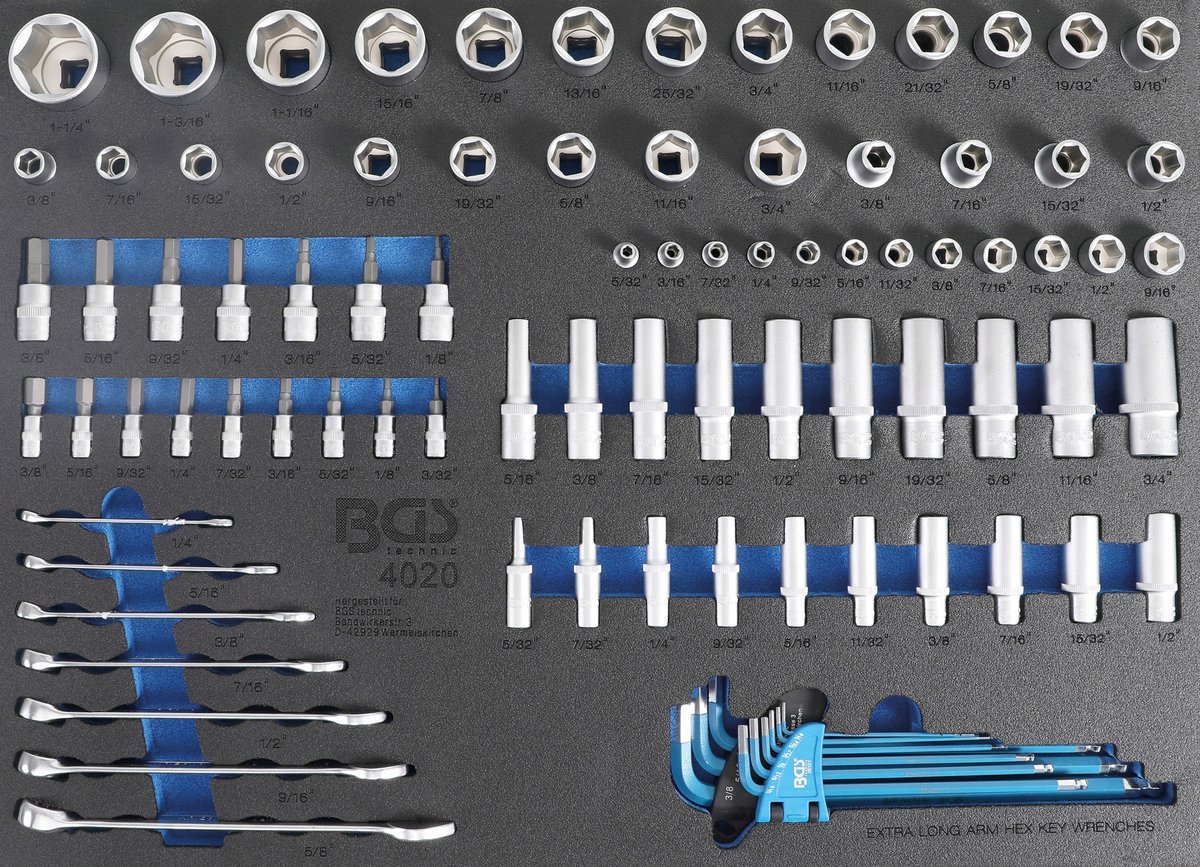 Uitgebreide Set Inch-Sleutels voor Gereedschapskast