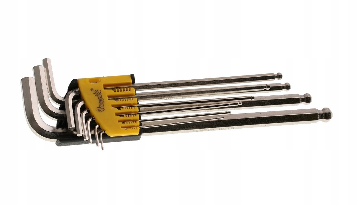 9-delige Inbussleutelset met Kogelkop 1.5-10mm, Lange Maten