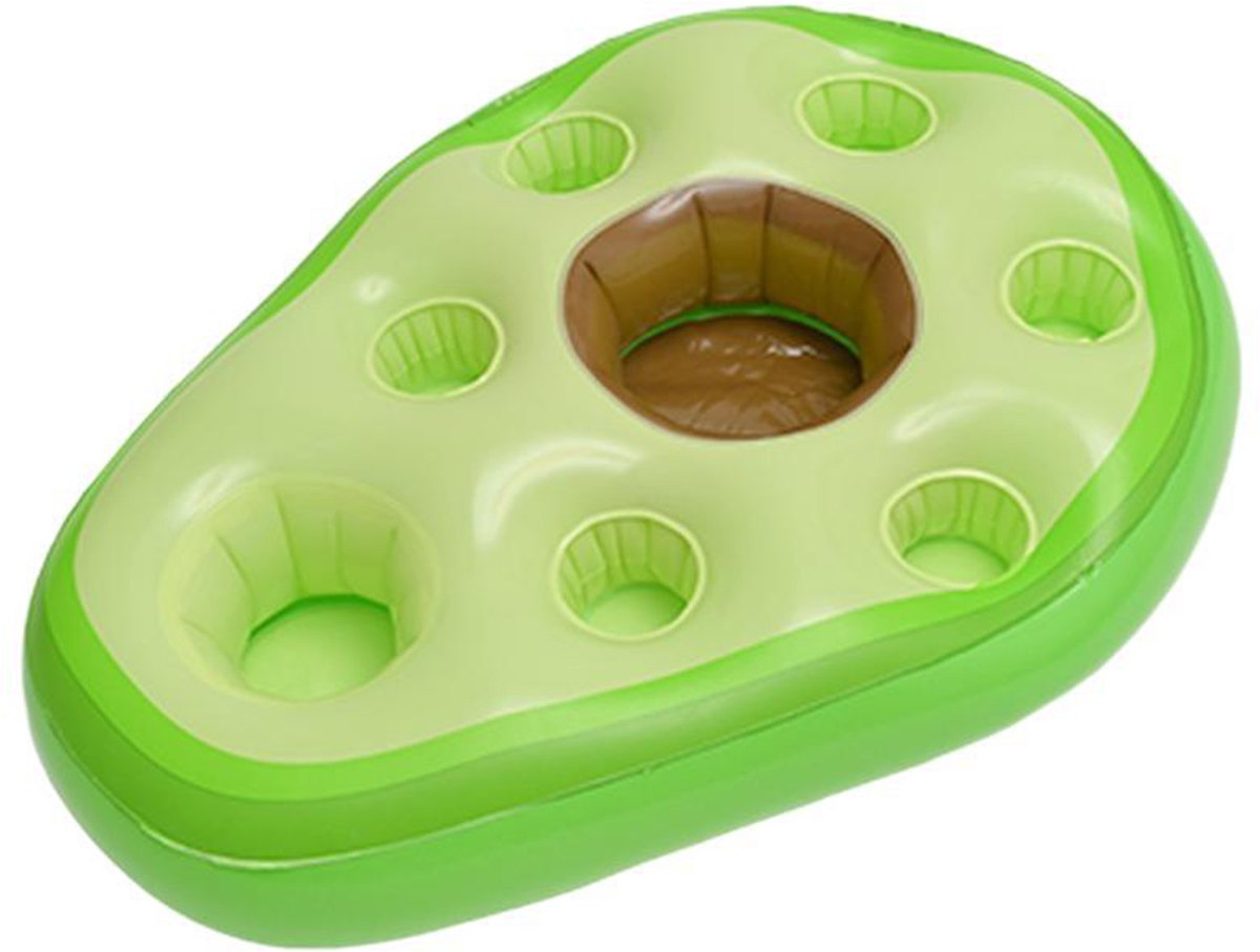 Een opblaasbare ijsemmer in de vorm van een avocado- die tevens dienst doet als bierpul- om drankjes te koelen- perfect voor bierfestivals.