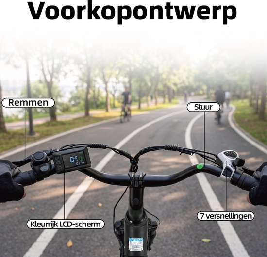 26 inch Elektrische Fiets - 36V 14.5AH Accu - Actieradius Tot 100 Km- Shimano 7 versnellinge- 45Nm - Met achterlicht - LCD Display - Geveerde zadelpen - City Commuter EBike - Elektrische stadsfiets voor heren en dames - Grijs — afbeelding 5
