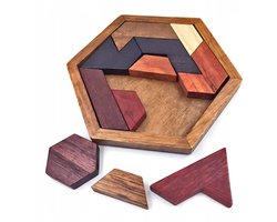 Houten Tangram Zeshoek Puzzel - Educatief Kinderspel