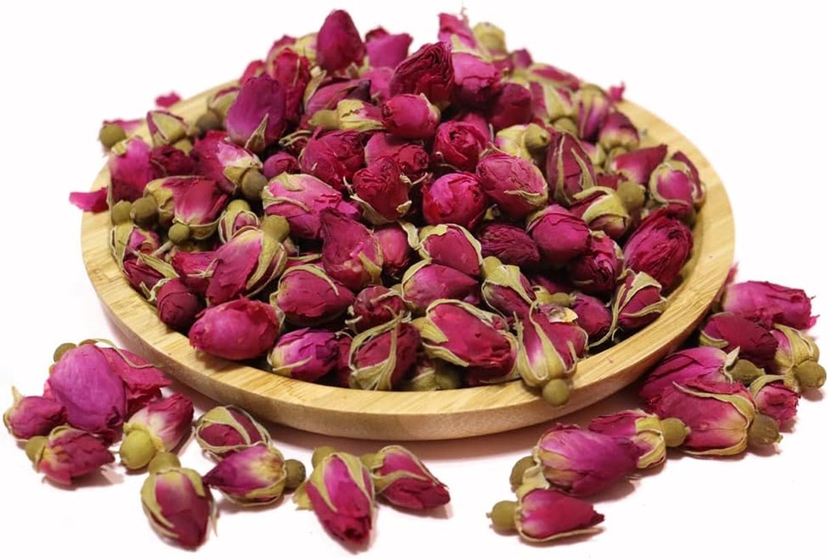 Gedroogde rozenknoppen - 200 g - natuurlijke gedroogde rozenblaadjes voor decoratie - doe-het-zelf knutselen - potpourri - gedroogde rozenknoppen