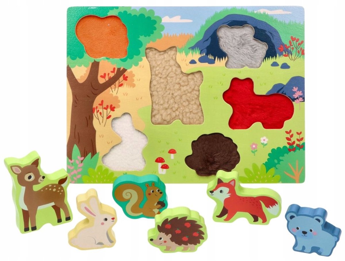 Houten 3D Puzzel met Bosdieren - Tactiele Educatieve Speelgoed