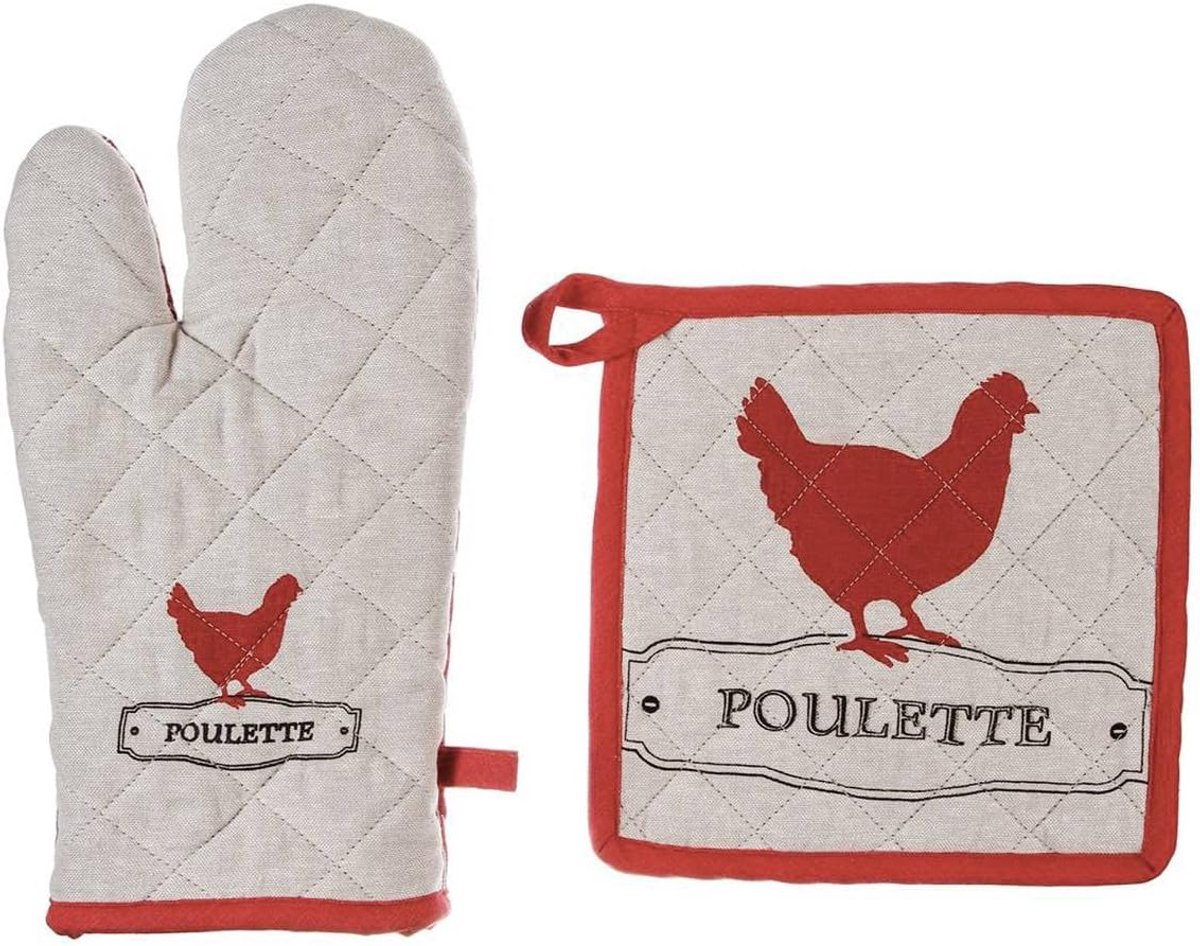 Atmosphera Poule Ovenwant en Pannenlap - 2-delige Set - 100% Katoen - Multicolor