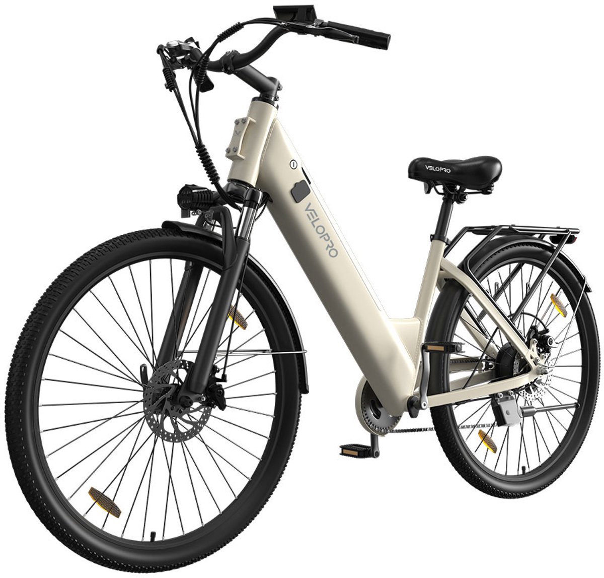 Velopro C1 Elektrische Fiets - 250W - 36V 13Ah - Tot 120 km - Shimano 7V - 27,5 inch - Mechanische Schijfremmen - LCD - wit