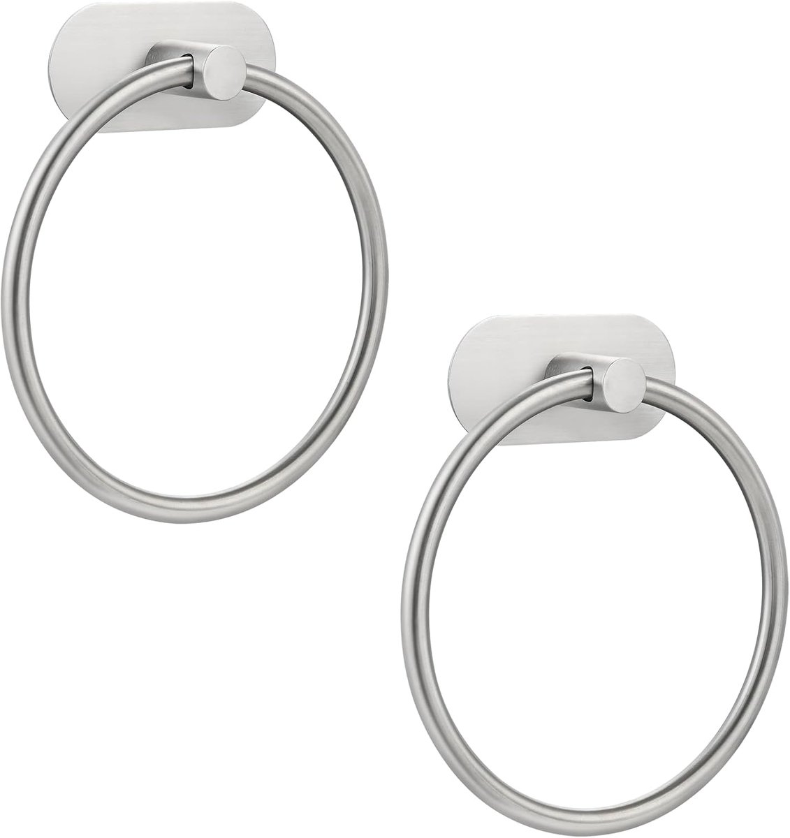 Set of 2 Self-Adhesive Towel Rings for Bathroom Kitchen with Strong Adhesive No Drilling Stainless Steel Stainless - ShopVlot