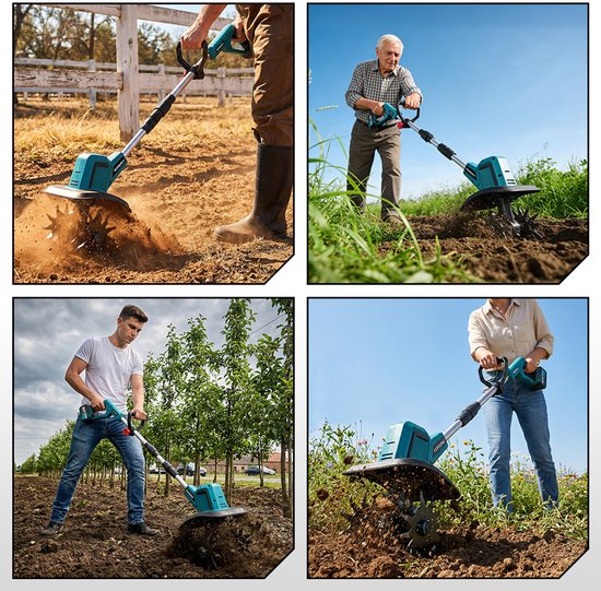 YOFIDRA Elektrische Grondfrees 21V, 15 cm Werkdiepte, 180° Opvouwbaar, met 2 Accu’s - Krachtige Bodemfrees voor Moestuin, Kas en Tuin van Yofidra — afbeelding 3