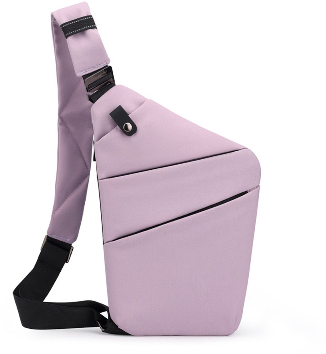 Veilige Schoudertas met Anti-Diefstal Functie - Waterdichte Crossbody Bag-schoudertas met grote capaciteit-Stijlvolle reistassen-Schoudertas links-Lichtpaars