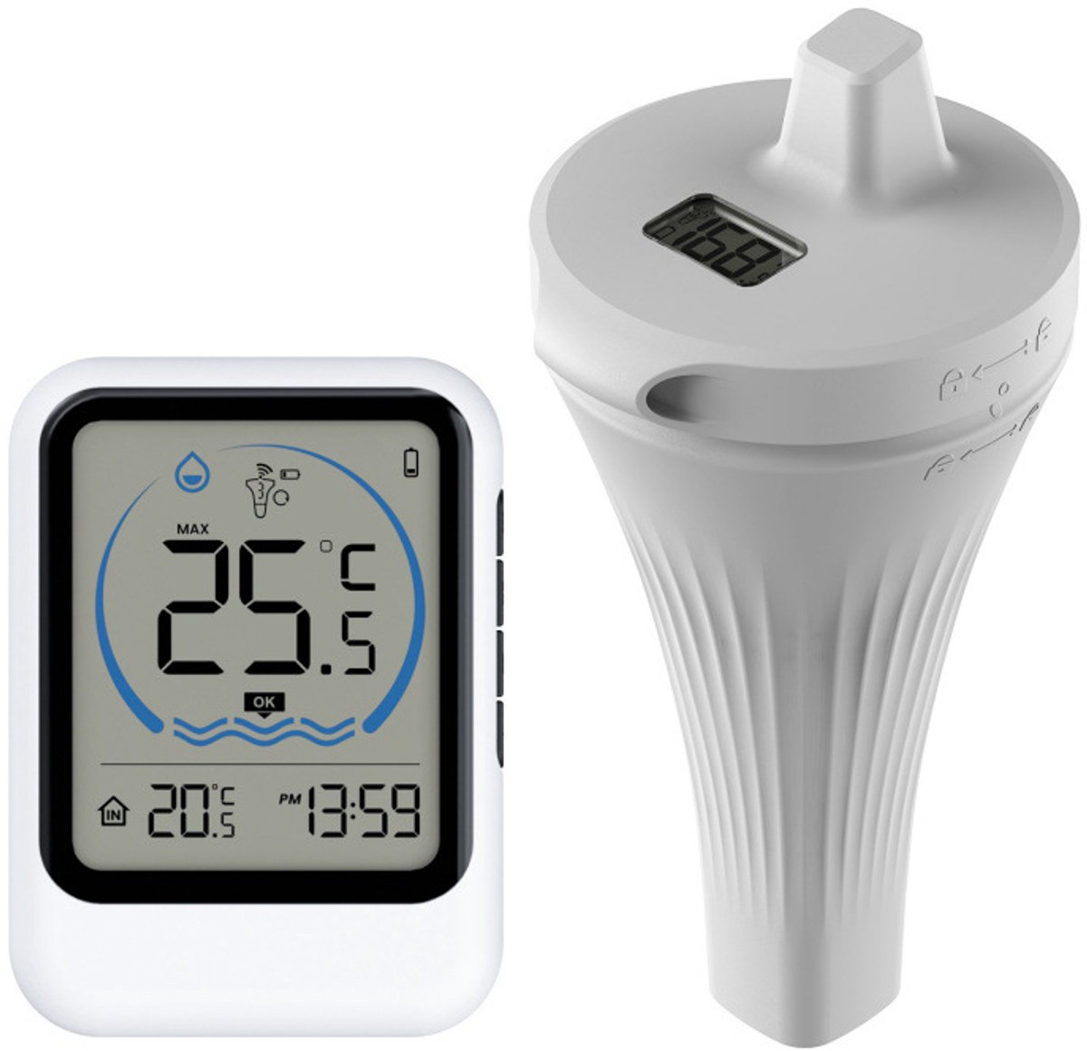 zwembad thermometer - drijvende thermometer - zwembad thermometer digitaal - Wit - 19 cm - Drijvend en Digitaal
