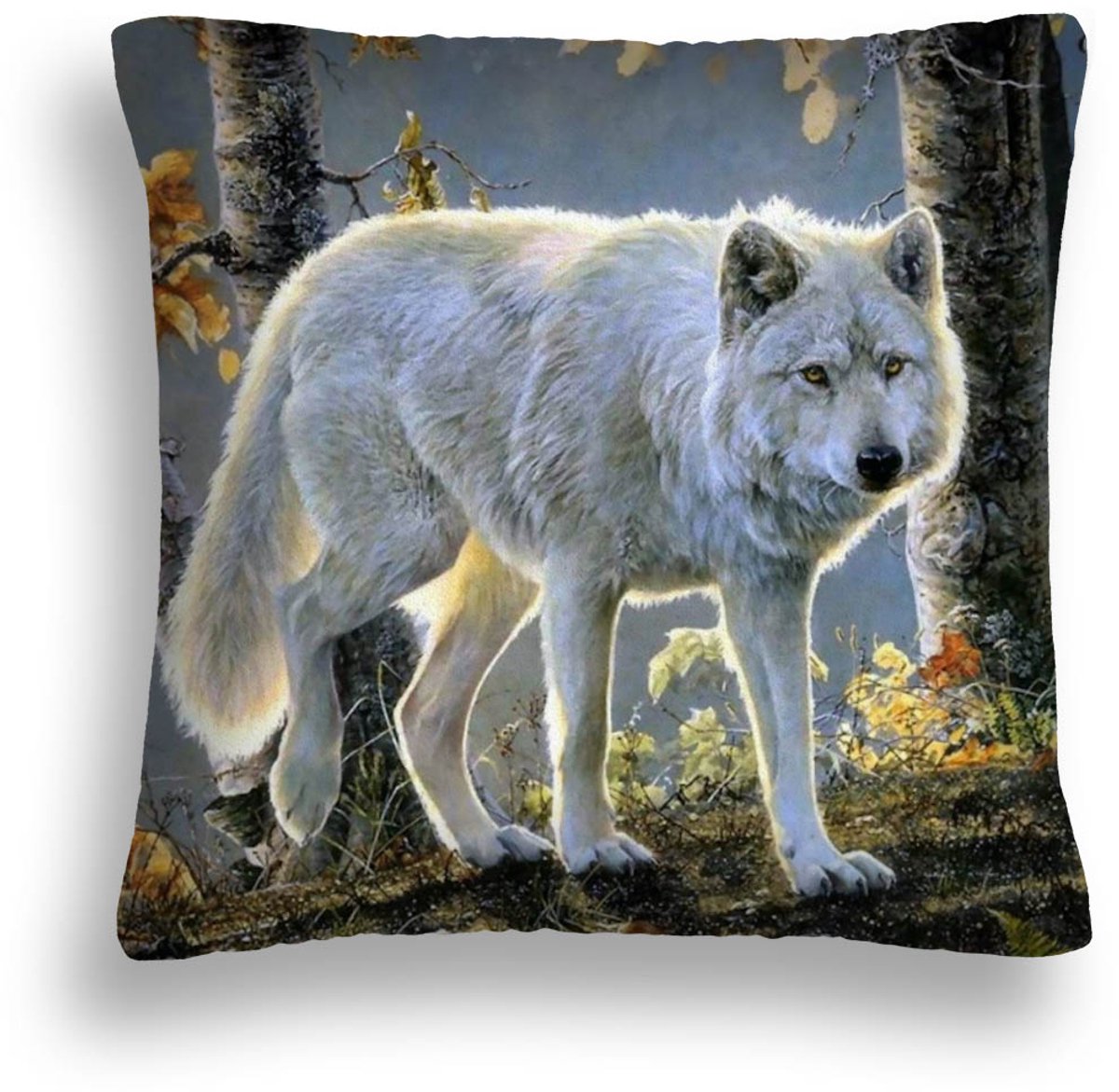 Decoratieve Kussen Wolf Wit 50x50 cm - Zachte Polar & Duurzame Print