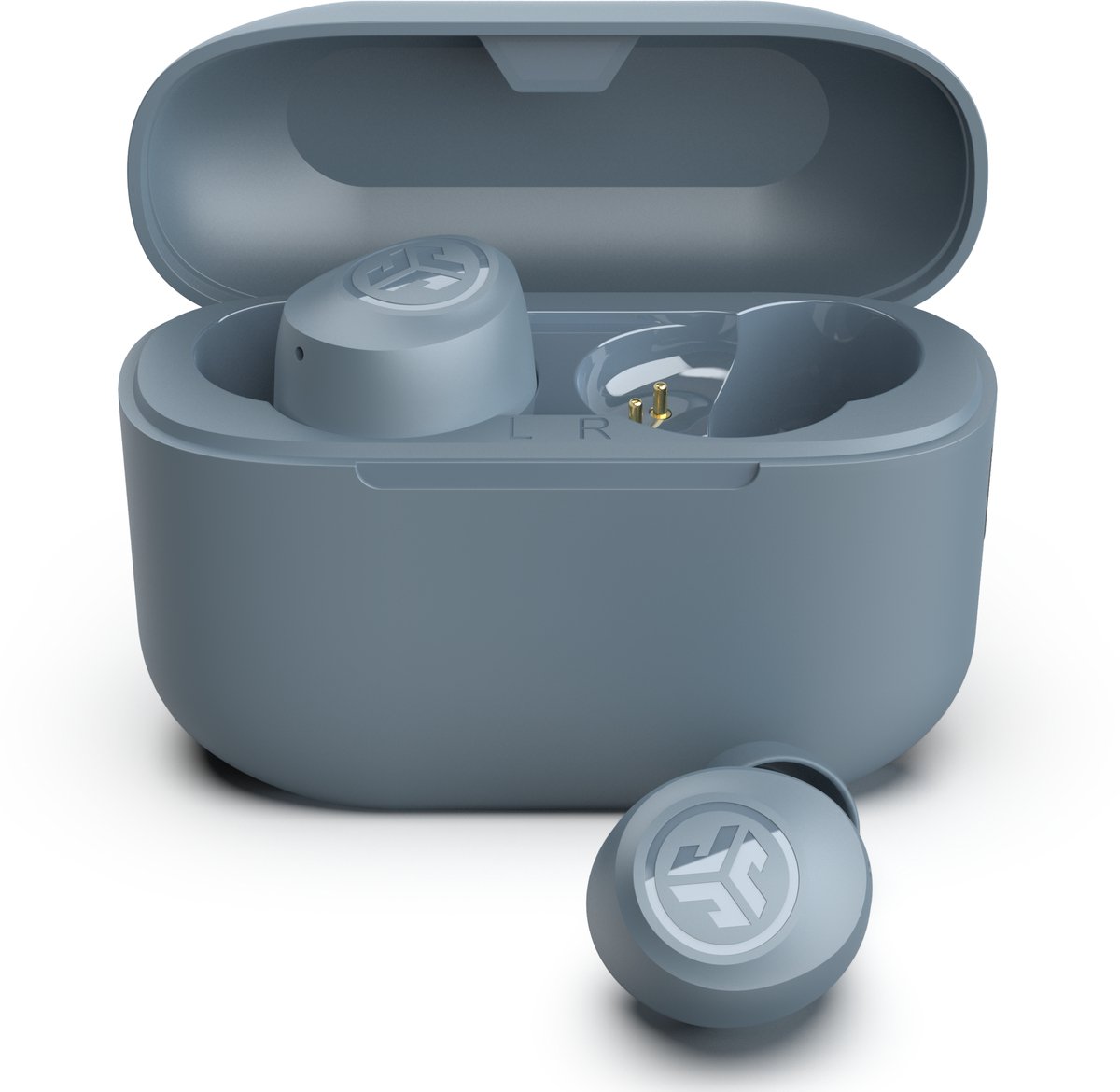 JLab Go Air POP Volledig Draadloze Oordopjes - Draadloze Oordopjes - Bluetooth Oordopjes - Wireless Earbuds - Draadloze Oortjes - 32 uur Speeltijd - EQ Geluidsinstellingen - Bluetooth 5.1 - Oplaadcase met ingebouwde Oplaadkabel – Ijzerblauw