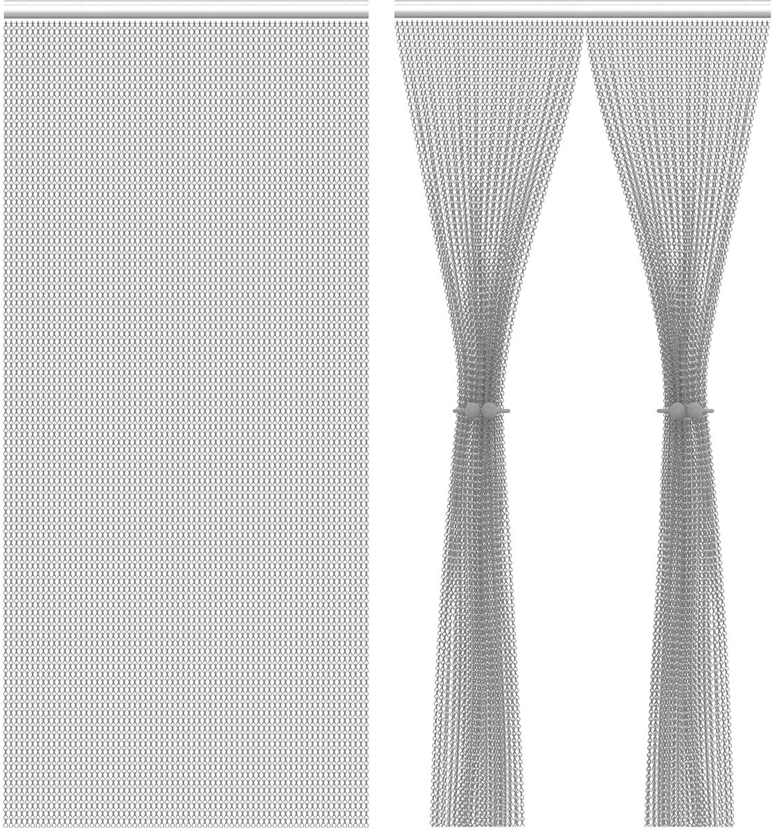 Arvioo - aluminium kettinggordijn - zilver - 90x200cm - insectenwerend - aanpasbaar