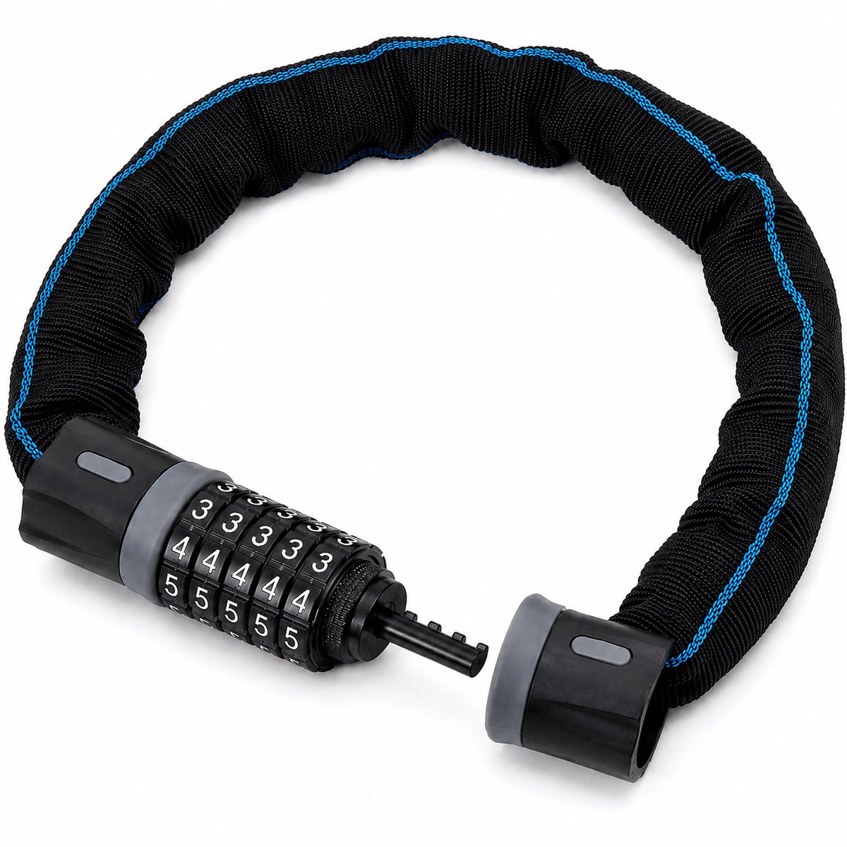 Cijferslot Kettingslot, Fietsslot met Cijfercode en Geharde Ketting (Diefstalbeveiliging, Nylon Buitenhoes Beschermt de Ketting tegen Roest, 5-Cijferig Combinatieslot, Geschikt voor Fiets), E-bike en Scooter