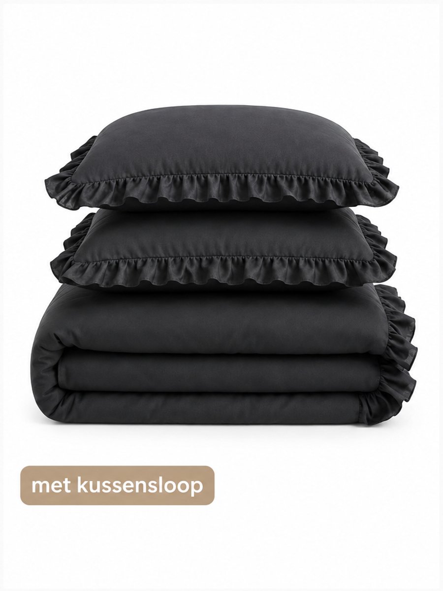 Lazy Dekbed Ruffles – Dekbed Zonder Overtrek – 200x200 cm – Inclusief 2 Kussenslopen 60x70 cm – Microvezel – Warmteklasse 3