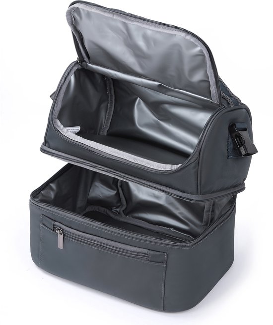 Brisby Koeltas Lunchtas 11 Liter – 4-Laags Geïsoleerd – Inclusief 2 Koelelementen – 2 Compartimenten – Schouderband – Tot 10 Uur Koel - Urban Blue van Brisby — afbeelding 2