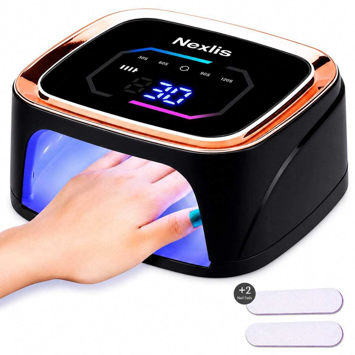 Nexlis UV Lamp Gelnagels - Professionele Nagellamp LED UV voor Gellak - Draadloos - Reflecterende binnenkant - Nagel Lamp voor Gel Nagellak met Timer - Nageldroger - Zwart Goud