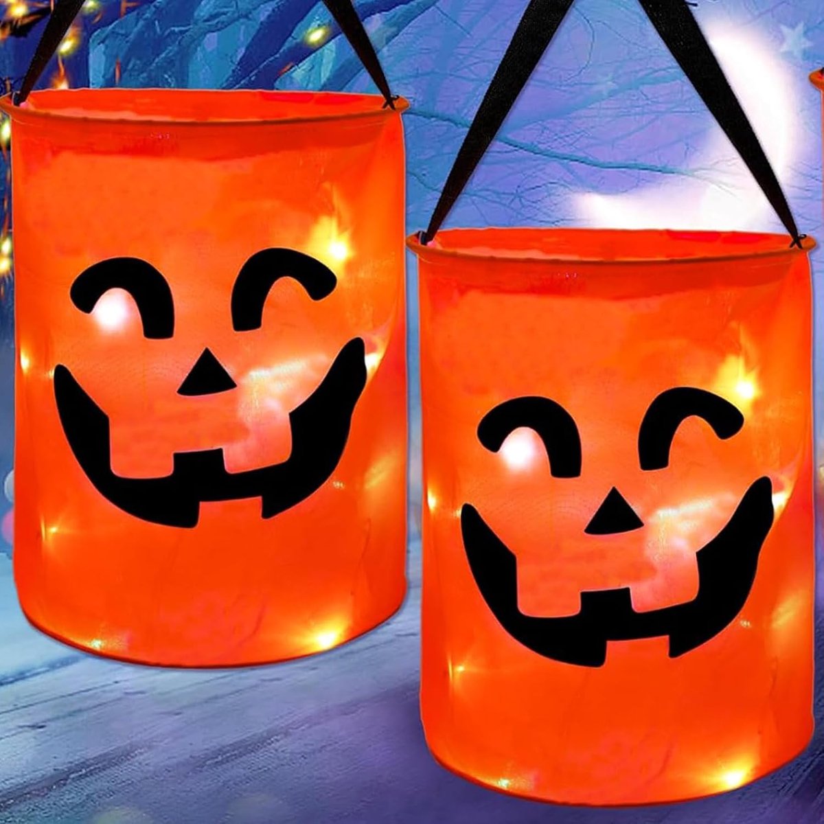 Halloween-snoepemmer 2 stuks - met ledverlichting - sfeervol design - perfect voor trick-or-treat - ShopVlot