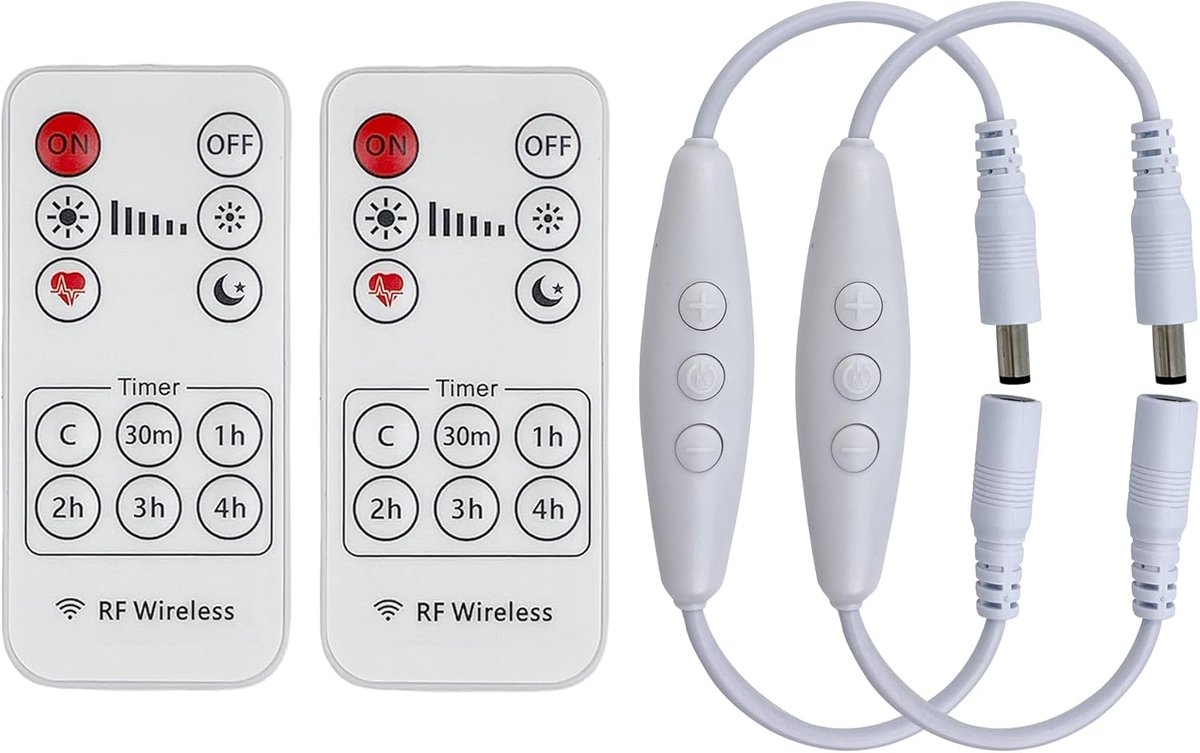 Clearhill DC Dimmer Schakelaar met 5521 Man-Vrouw Connector 2-stuks, Afstandsbediening, AAN-UIT functie, Steloze - ShopVlot